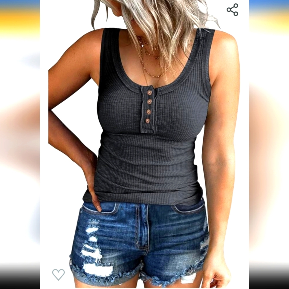 Kissfit size medium tank with buttons-dark grey